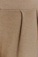 Frannie Gathered Silk Blend Knit Pants - Sand