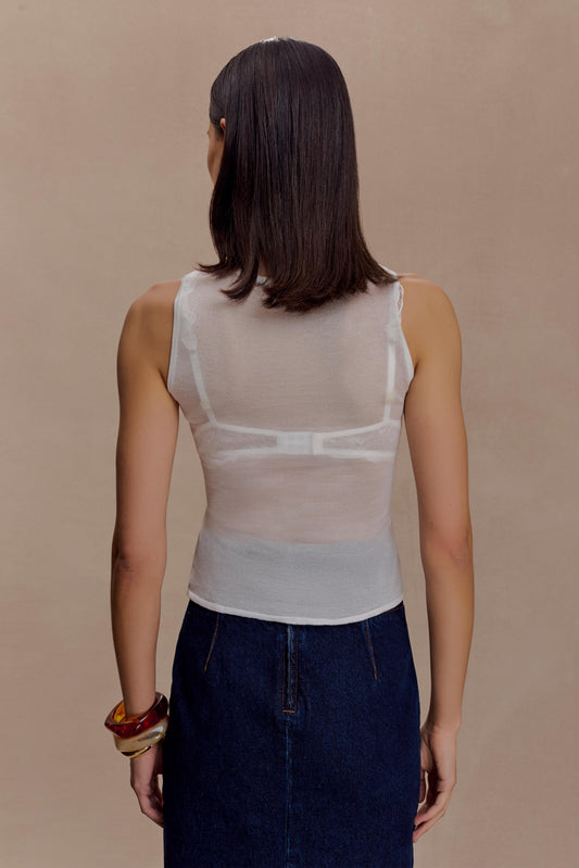 Dollie Sheer Knit Tank Top - Ivory