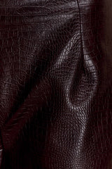 Henry Croc Faux Leather Straight Leg Pants - Dark Chocolate