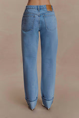 Kirralee Straight Leg Cuffed Jeans - Classic Blue
