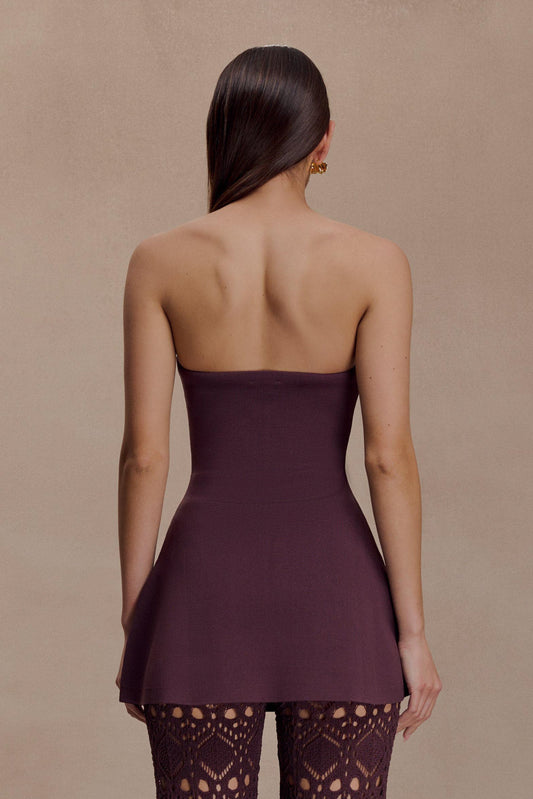 Anette Bandage Knit Strapless Top - Chocolate