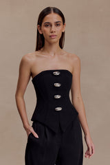 Arla Button Up Corset Top - Black