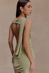 Henley Slinky Drape Mini Dress - Sage