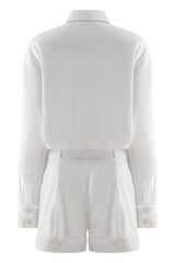 Adia Linen Belted Playsuit - White