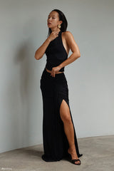 Calandra Slinky Maxi Skirt - Black