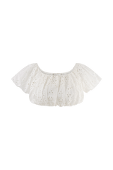 Autumn Off Shoulder Broderie Top - White
