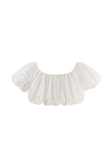 Autumn Off Shoulder Broderie Top - White