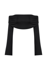 Camryn Slinky Off Shoulder Crop Top - Black