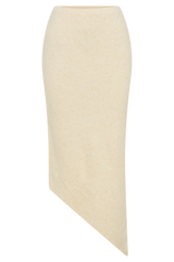 Genevieve Asymmetrical Knit Midi Skirt - Cream Marle