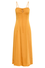 Luciana Satin Midi Dress - Tangerine