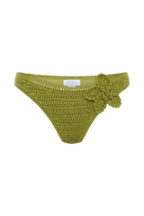 Skye Floral Crochet Tie Up Bikini Bottom - Apple