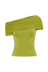 Cassandra Off Shoulder Slinky Top - Apple