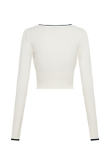 Jolene Contrast Button Up Knit Cardigan - White