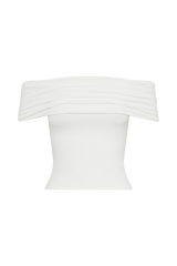 Meena Recycled Nylon Off Shoulder Top - White