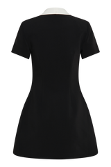 Paolina Collared Contrast Suiting Mini Dress - Black/White