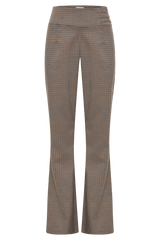 Sweeney Mid Rise Buckle Straight Leg Pant - Tan Check