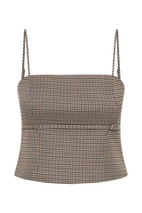 Aberley Crop Top - Tan Check