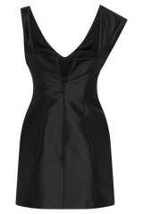 Farrah Structured Draped Mini Dress - Black