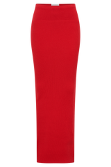 Mathilde Ribbed Knit Maxi Skirt - Ruby