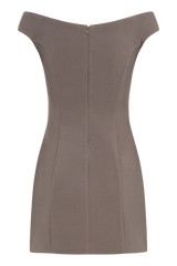 Cassidy Crepe Off Shoulder Mini Dress - Smoke