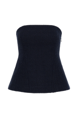 Cyrus Strapless Boucle Top - Navy