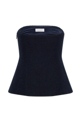 Cyrus Strapless Boucle Top - Navy