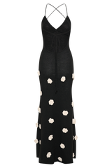 Suki Knit Maxi Dress With Flowers - Black/White