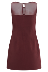 Posie Suiting Belted Mini Dress - Mahogany