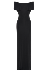 Imogen Off Shoulder Slinky Maxi Dress - Black