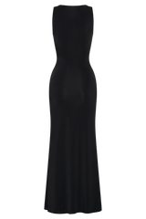 Beck Plunge Maxi Dress With Floral Hardware - Black