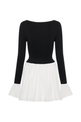 Sansa Knit And Linen Mini Dress - Black & White