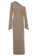 Nicola One Shoulder Crepe Maxi Dress - Mushroom