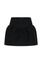 Cyrus Gathered Boucle Mini Skirt - Black
