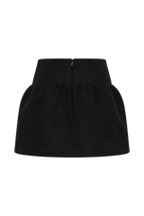 Cyrus Gathered Boucle Mini Skirt - Black