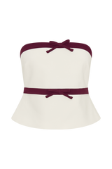 Aisha Strapless Suiting Top With Contrast Bows - Ivory