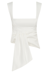 Bryony Satin Structured Sleeveless Top - White