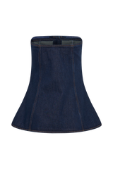 Lennox Strapless Long Line Button Top - Indigo Blue