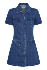 Leighton Denim Button Down Mini Dress - Dark Blue