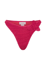Skye Floral Crochet Tie Up Bikini Bottom - Pink Cherry
