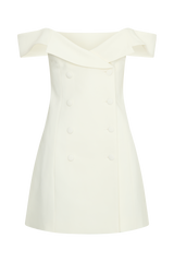 Noelle Off Shoulder Suiting Mini Dress - Ivory
