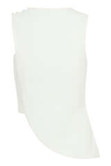 Astrid Asymmetric Sleeveless Suiting Top - White