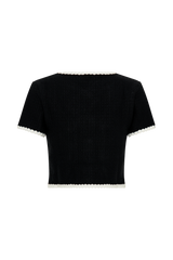 Saffron Contrast Knit Top - Black/White