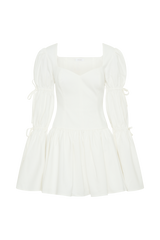 Raine Long Sleeve Cotton Mini Dress - White