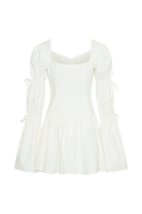 Raine Long Sleeve Cotton Mini Dress - White