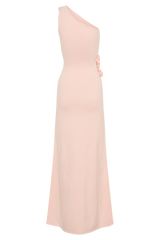 Paloma One Shoulder Knit Maxi Dress With Flowers - Baby Pink