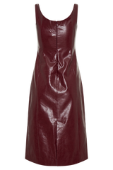 Sonia Faux Leather Midi Dress - Cherry Red