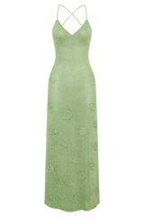 Suki Metallic Knit Maxi Dress - Pastel Green