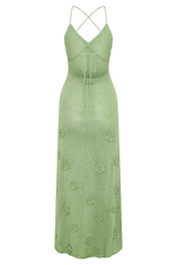 Suki Metallic Knit Maxi Dress - Pastel Green
