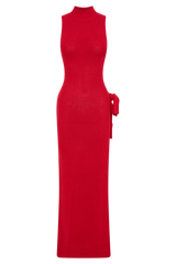 Stephanie Cut Out Knit Maxi Dress - Red
