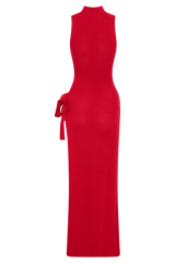Stephanie Cut Out Knit Maxi Dress - Red
